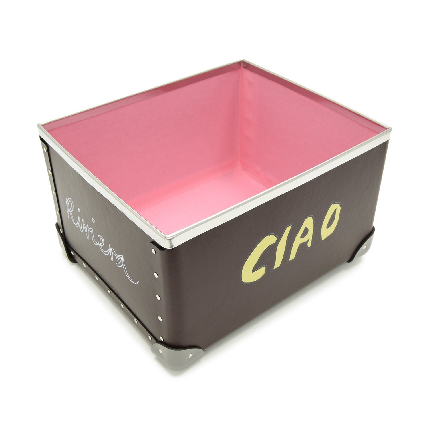 Bella Freud · Medium Storage Box | Oxblood/Steel - Globe-Trotter Staging