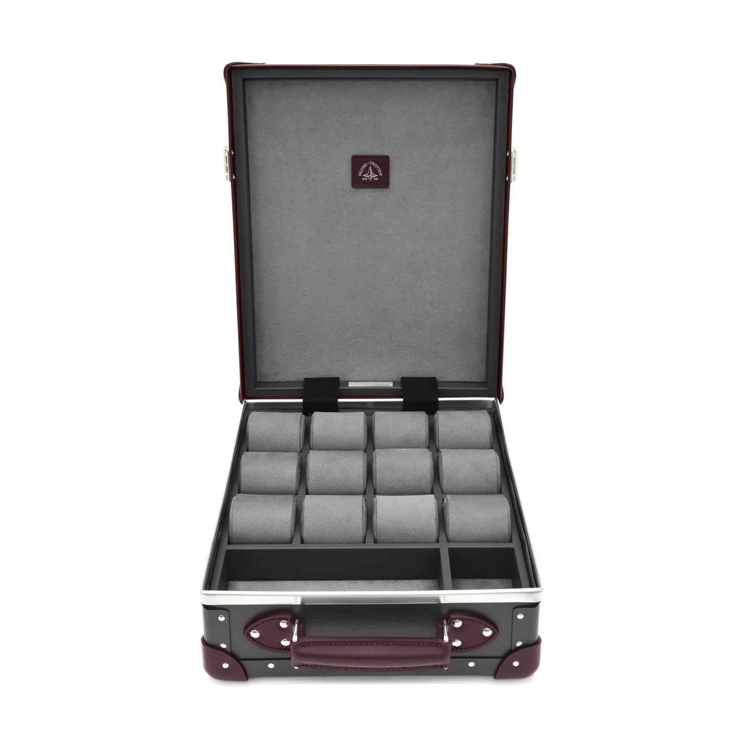 Centenary · 12-Slot Watch Case | Brown/Burgundy - Globe-Trotter Staging