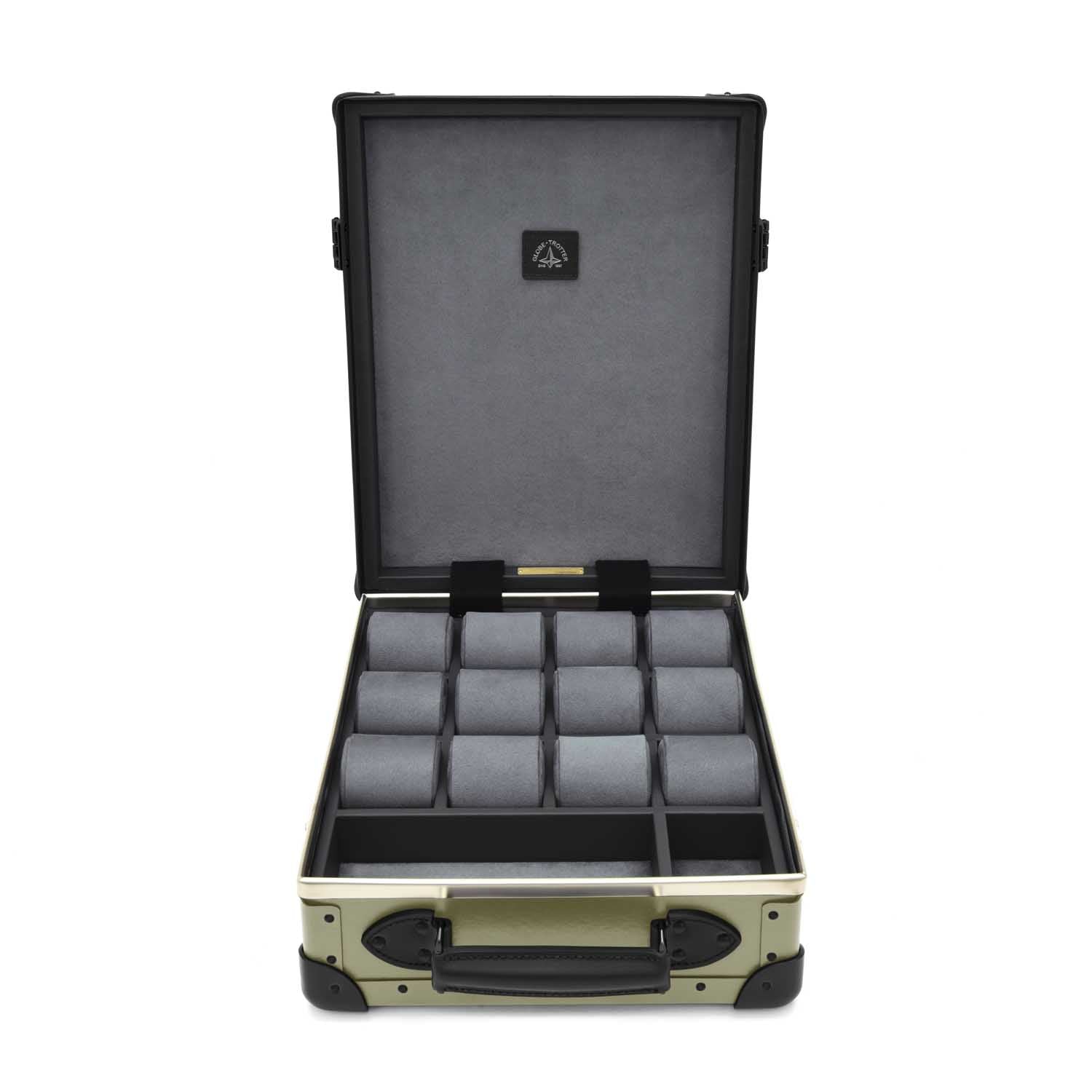 Centenary · 12-Slot Watch Case | Olive/Black/Black - Globe-Trotter Staging