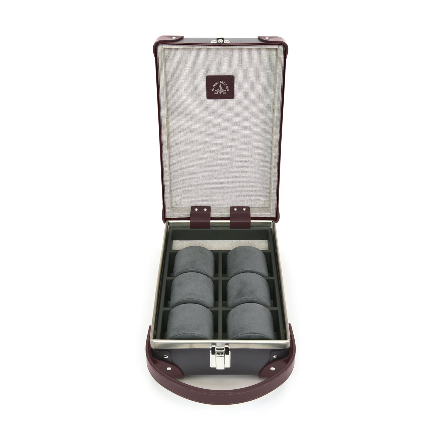 Centenary · 6-Slot Watch Case | Brown/Burgundy - Globe-Trotter Staging