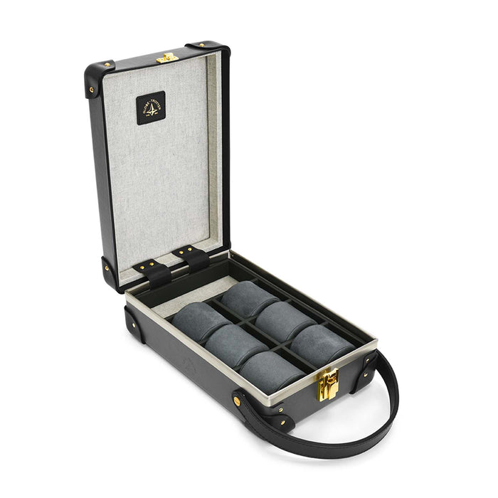 Centenary · 6-Slot Watch Case | Charcoal/Black/Gold - Globe-Trotter Staging