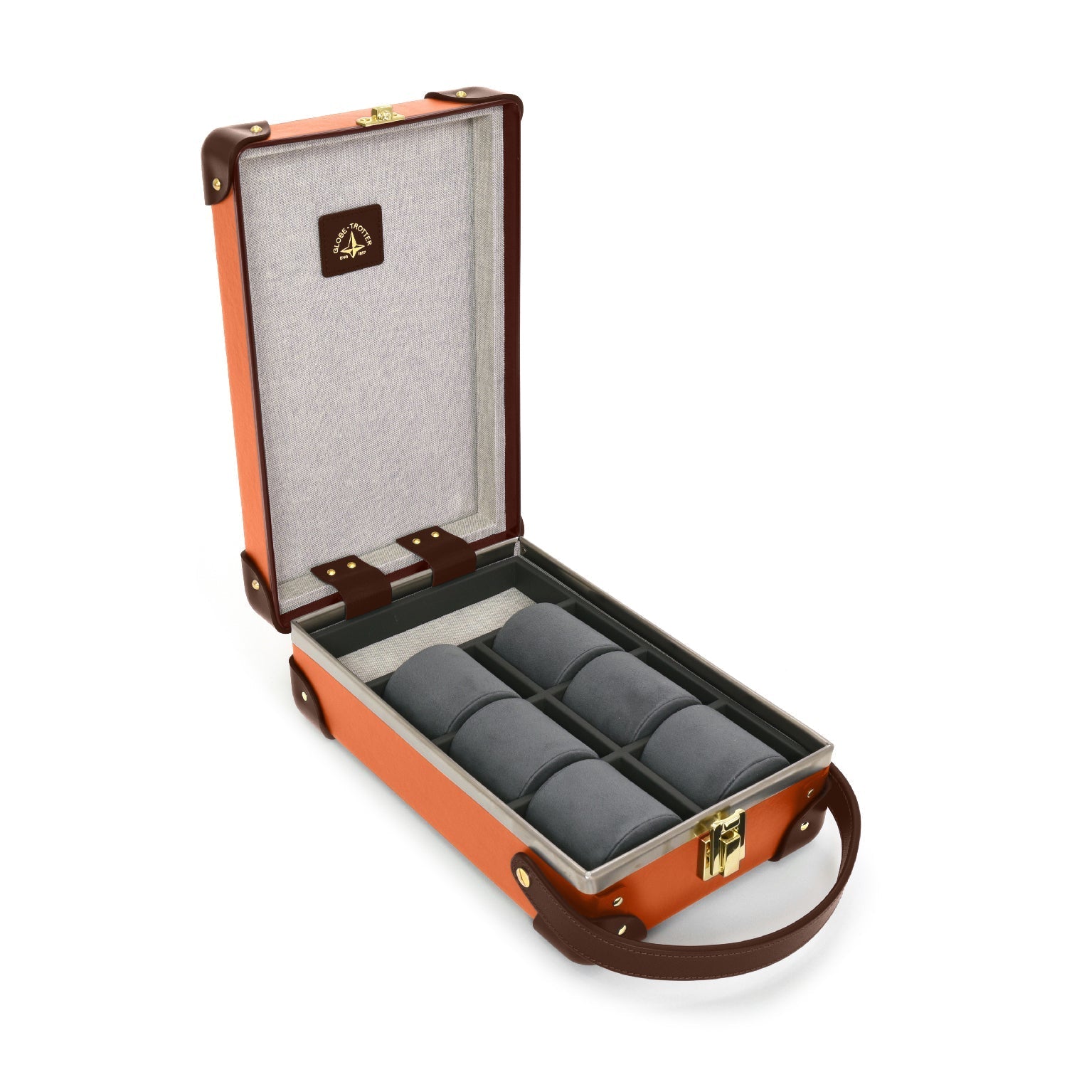 Centenary · 6-Slot Watch Case | Marmalade/Brown - Globe-Trotter Staging