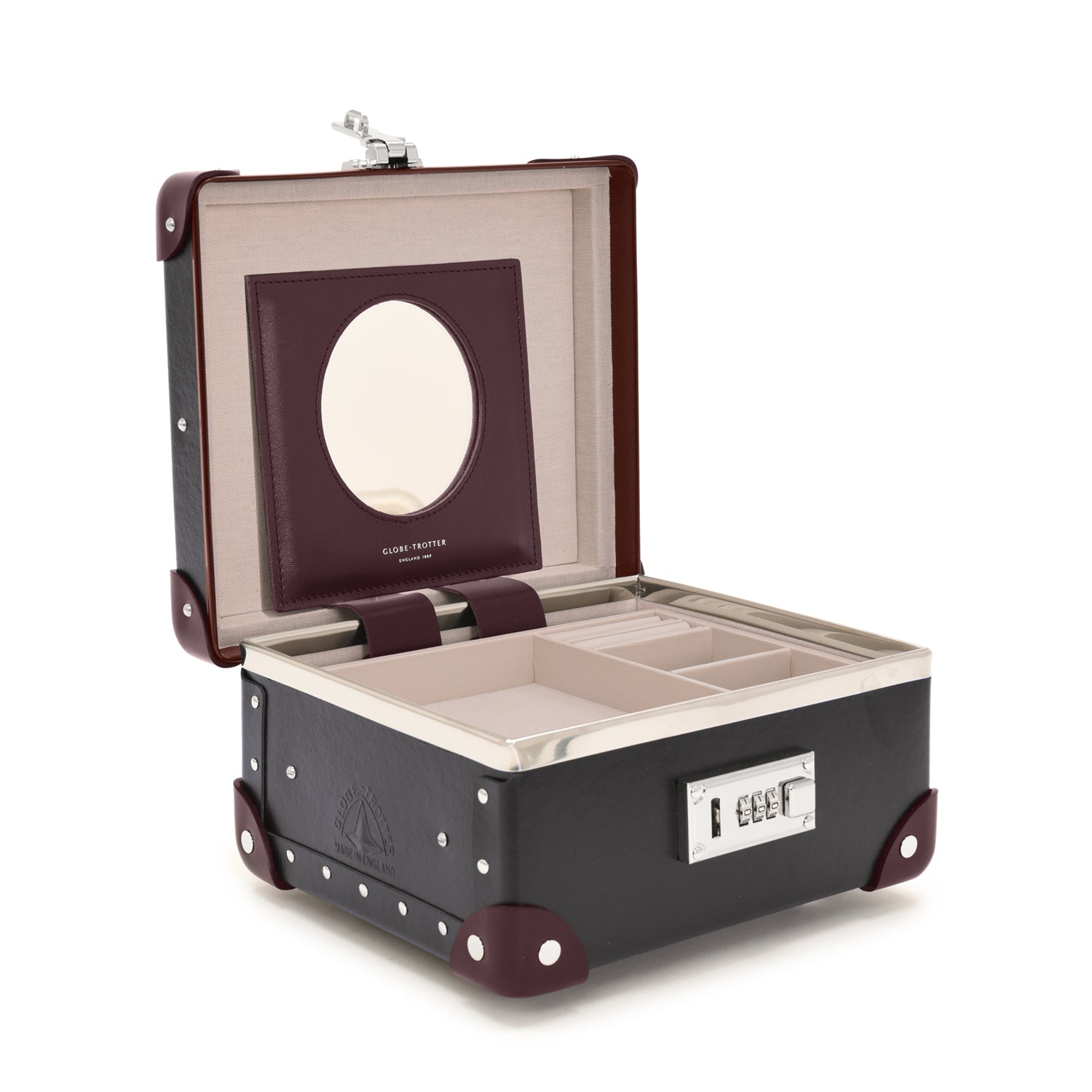 Centenary · Jewellery Case | Brown/Burgundy - Globe-Trotter Staging