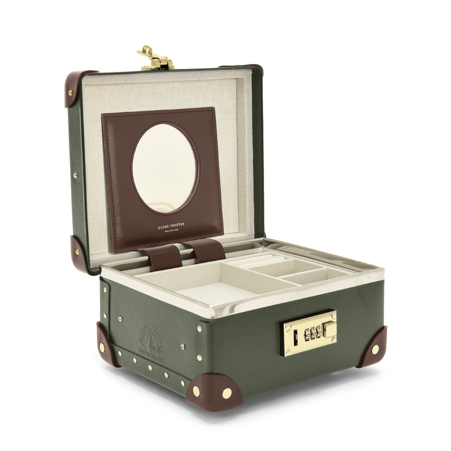 Centenary · Jewellery Case | Green/Brown - Globe-Trotter Staging