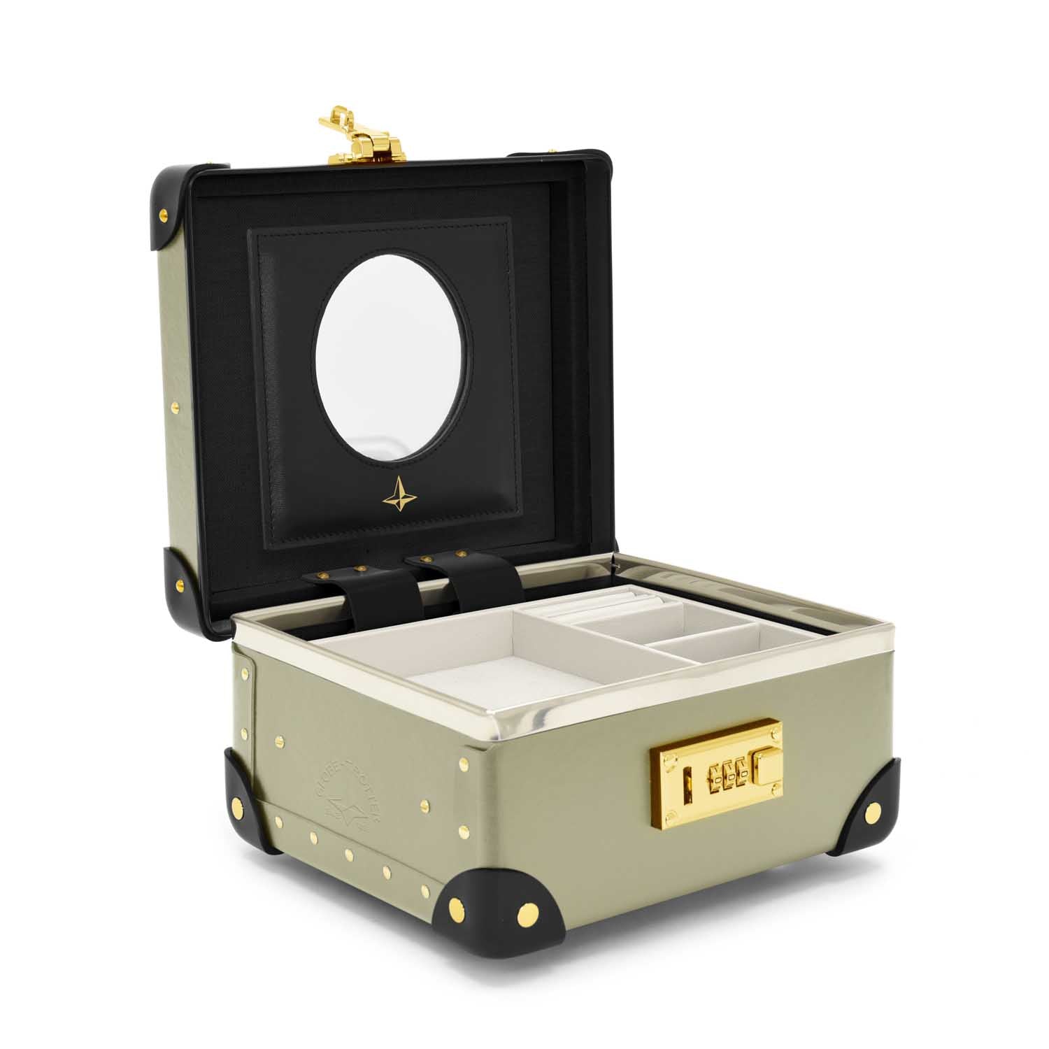 Centenary · Jewellery Case | Olive/Black/Gold - Globe-Trotter Staging