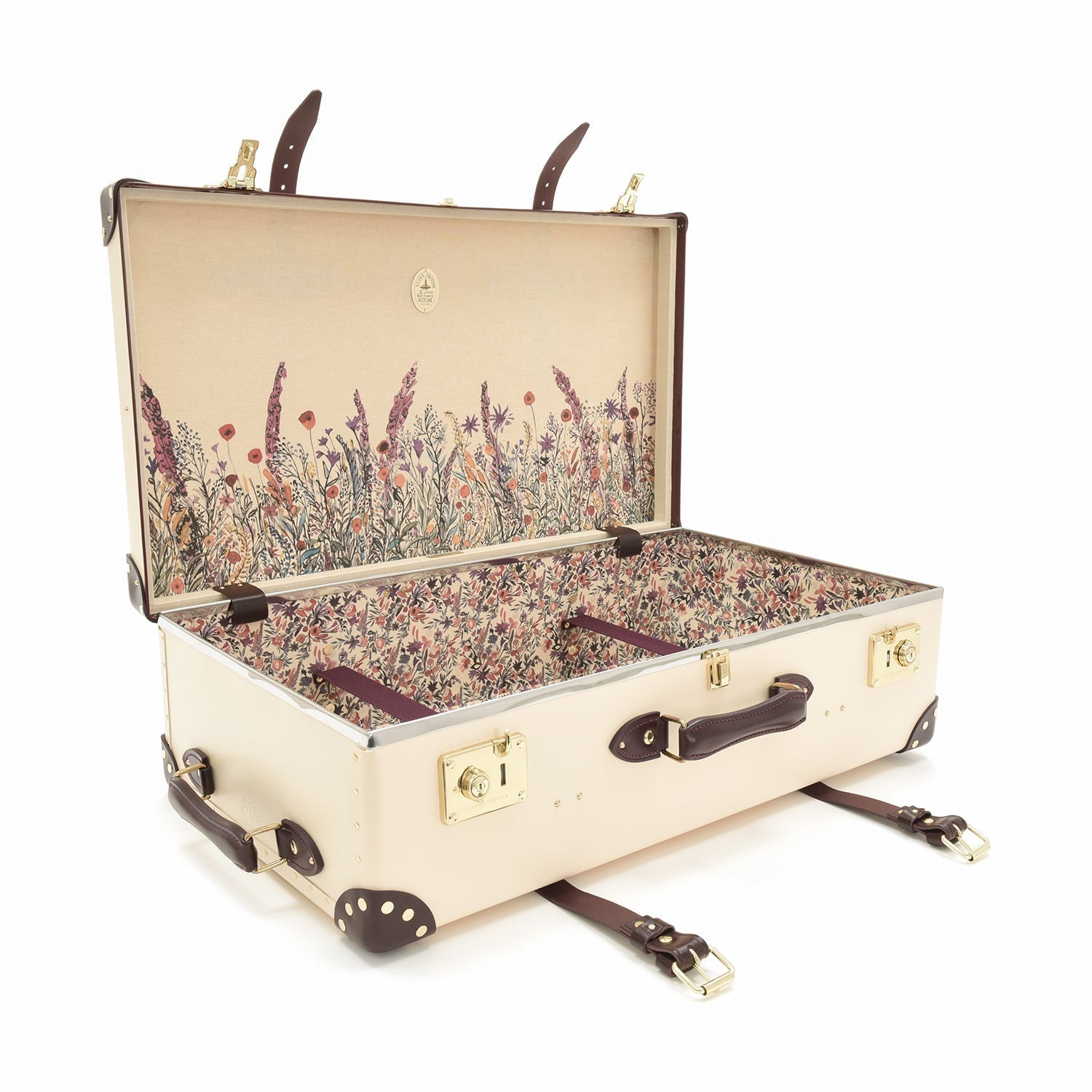 Chelsea Garden · Large Suitcase | Ivory/Burgundy - Globe-Trotter Staging