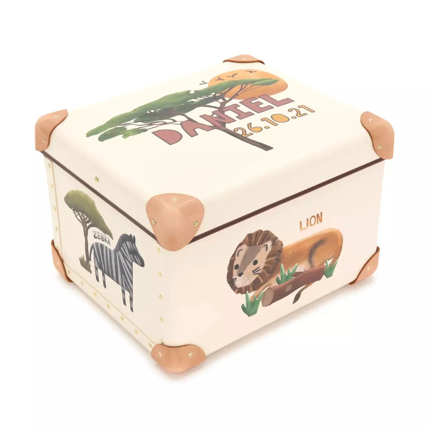 Occasions · Custom Children's Keepsake Box | Safari - Ivory/Natural - Globe-Trotter Staging