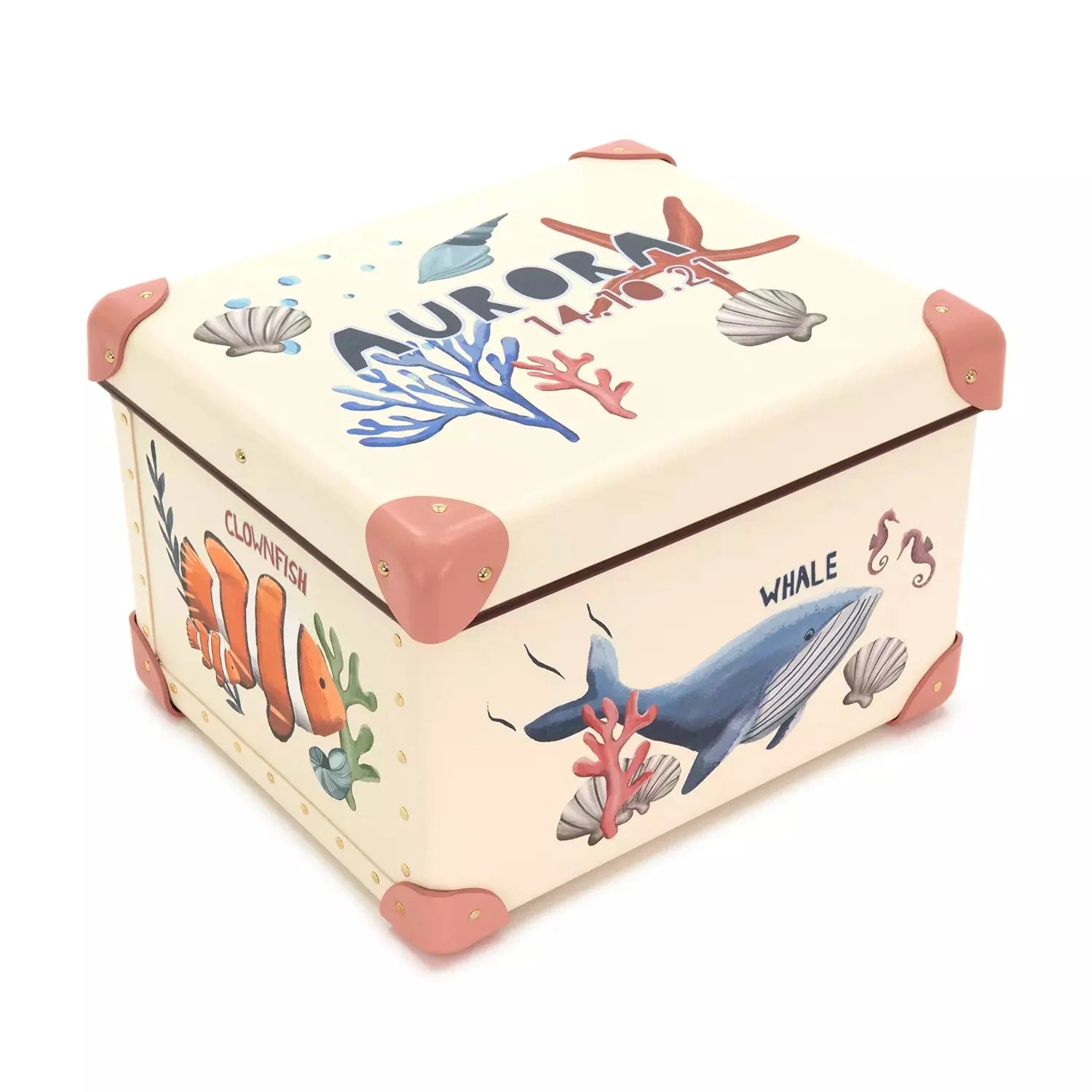 Occasions · Custom Children's Keepsake Box | Sea Life - Ivory/Desert Rose - Globe-Trotter Staging