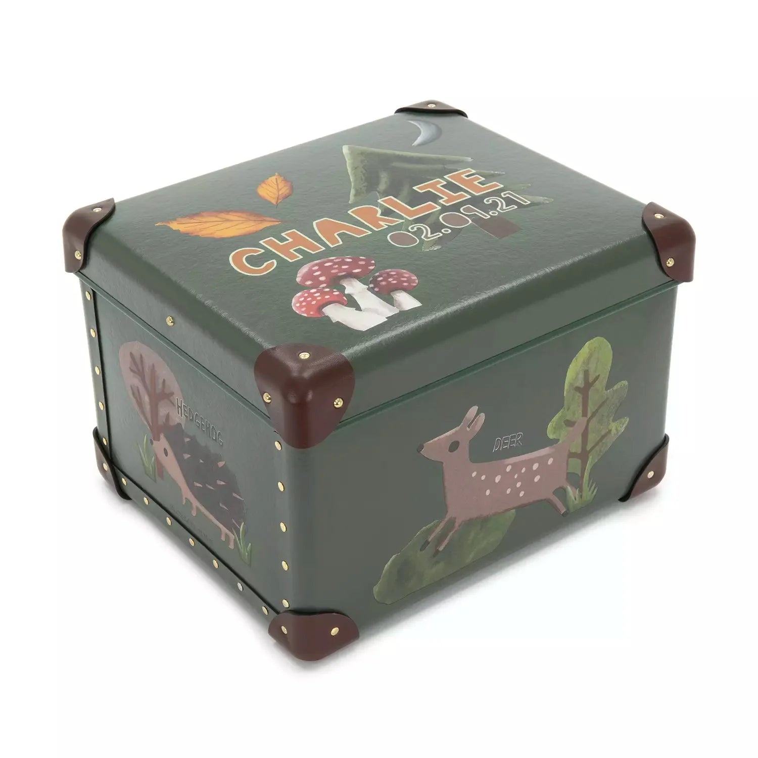 Occasions · Custom Children's Keepsake Box | Woodland - Green/Brown - Globe-Trotter Staging