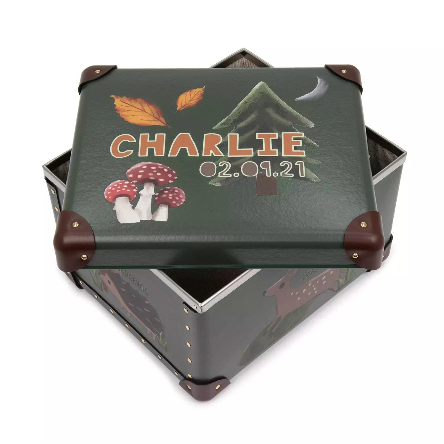 Occasions · Custom Children's Keepsake Box | Woodland - Green/Brown - Globe-Trotter Staging