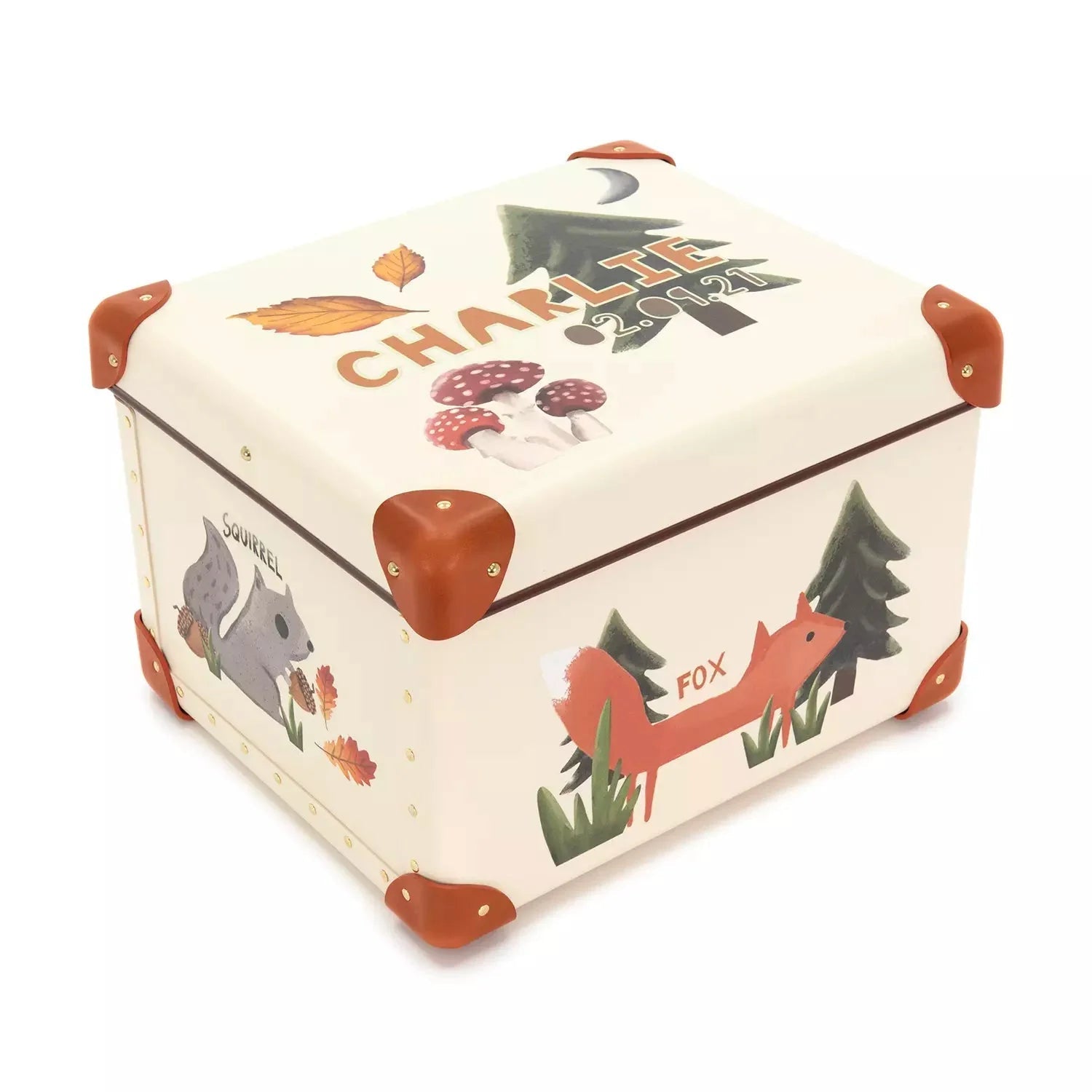 Occasions · Custom Children's Keepsake Box | Woodland - Ivory/Orange - Globe-Trotter Staging