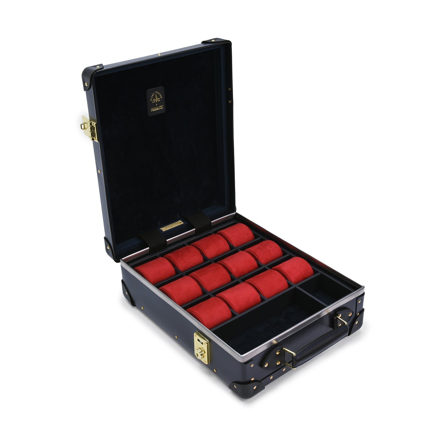 PEANUTS · 12-Slot Watch Case | Navy/Navy - Globe-Trotter Staging