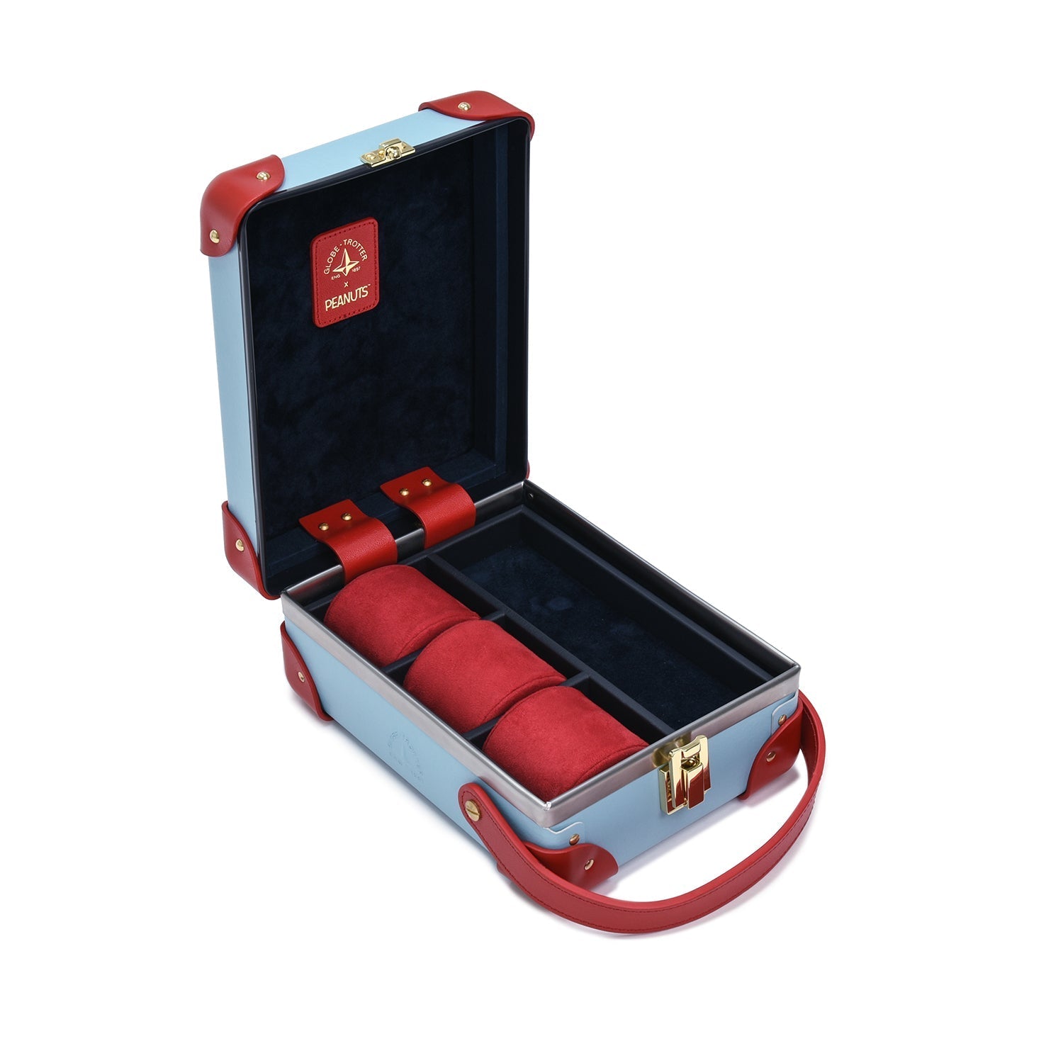 PEANUTS · 3-Slot Watch Case | Linus Blue/Red - Globe-Trotter Staging