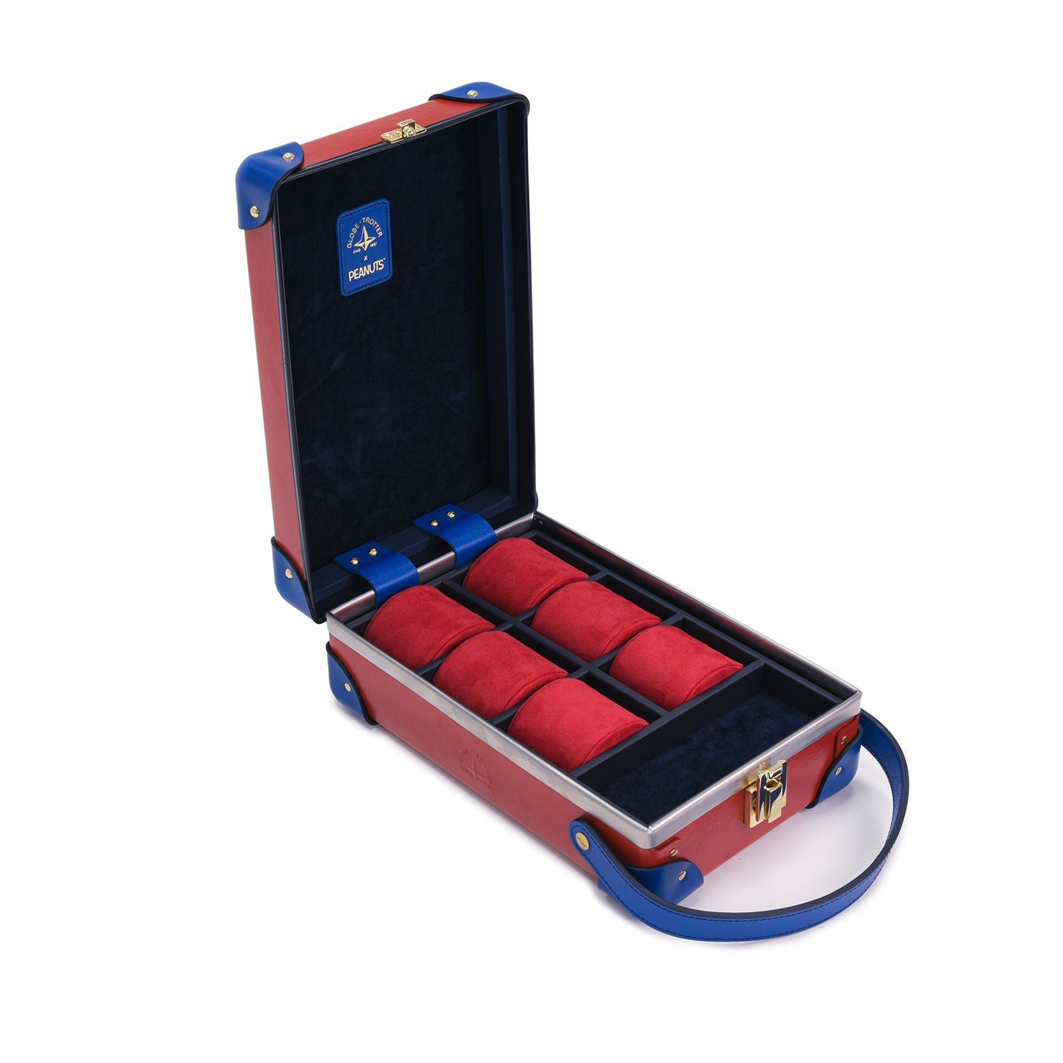 PEANUTS · 6-Slot Watch Case | Red/Blue - Globe-Trotter Staging